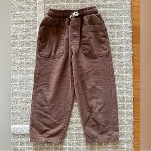 Zara Brown Joggers Relaxed Fit Elastic Waist
